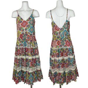 Carolina K Marieta Midi Dress S Colorful Fringe Ruffle